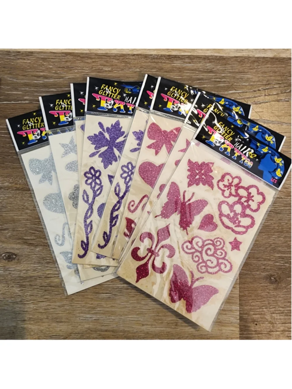 Glitter Tattoos for Hair, Lot of 8 Packs